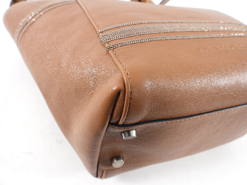 Brunello Cucinelli Brown Monili Two Way Satchel Bag