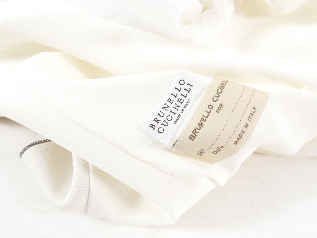 Brunello Cucinelli Ivory Tux Blazer with Monili Trim - IT44 / USA 8