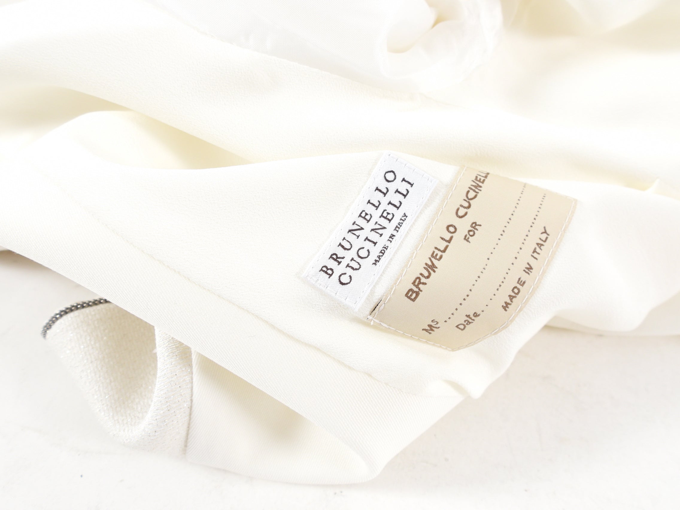 Brunello Cucinelli Ivory Tux Blazer with Monili Trim - IT44 / USA 8