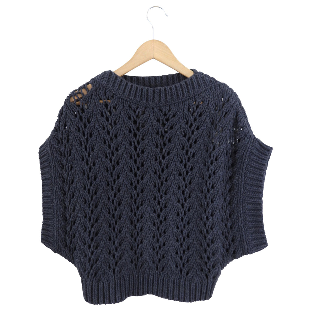 Brunello Cucinelli Steel Grey Cashmere Open Knit Sweater Vest - S