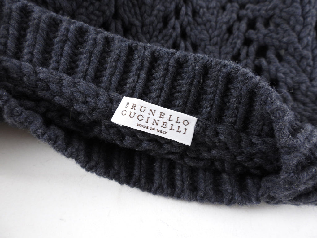 Brunello Cucinelli Steel Grey Cashmere Open Knit Sweater Vest - S