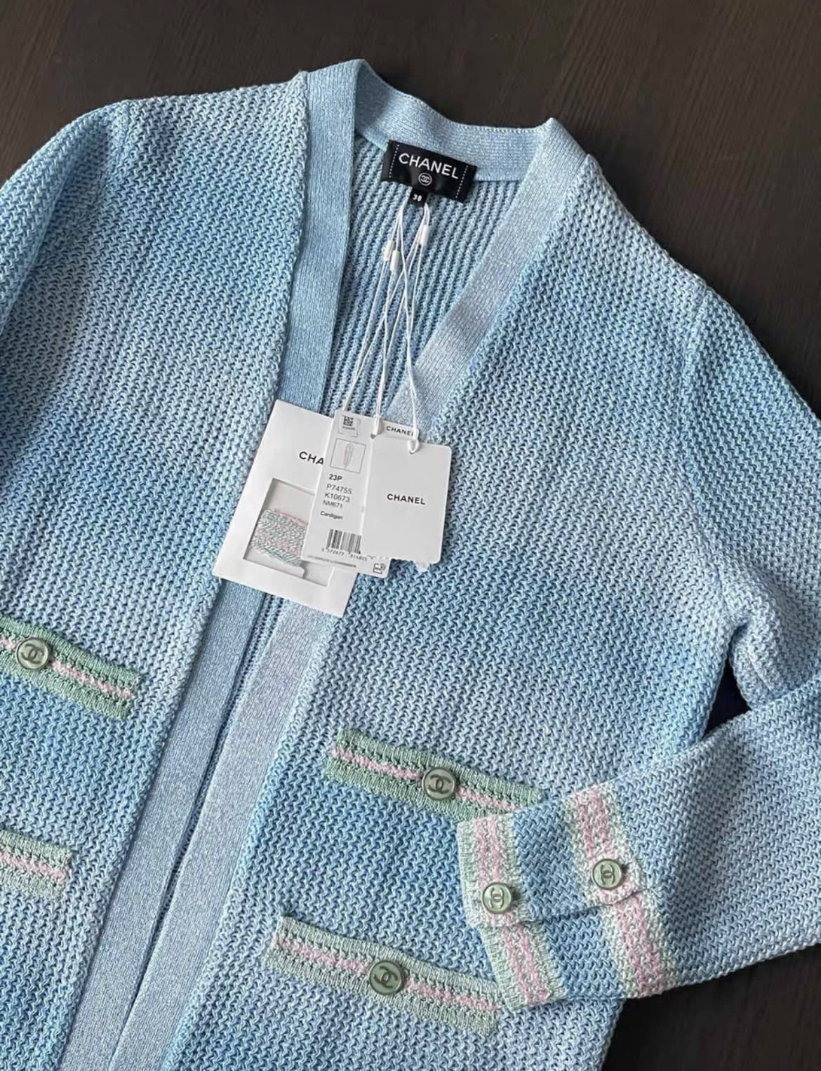 Chanel 23SS  blue knitted igan fr38 brand new with tag