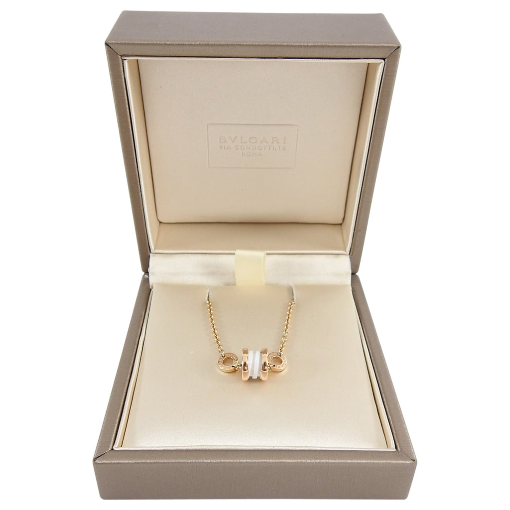 Bulgari B.Zero1 18k Rose Gold White Ceramic Soft Bracelet - S/M