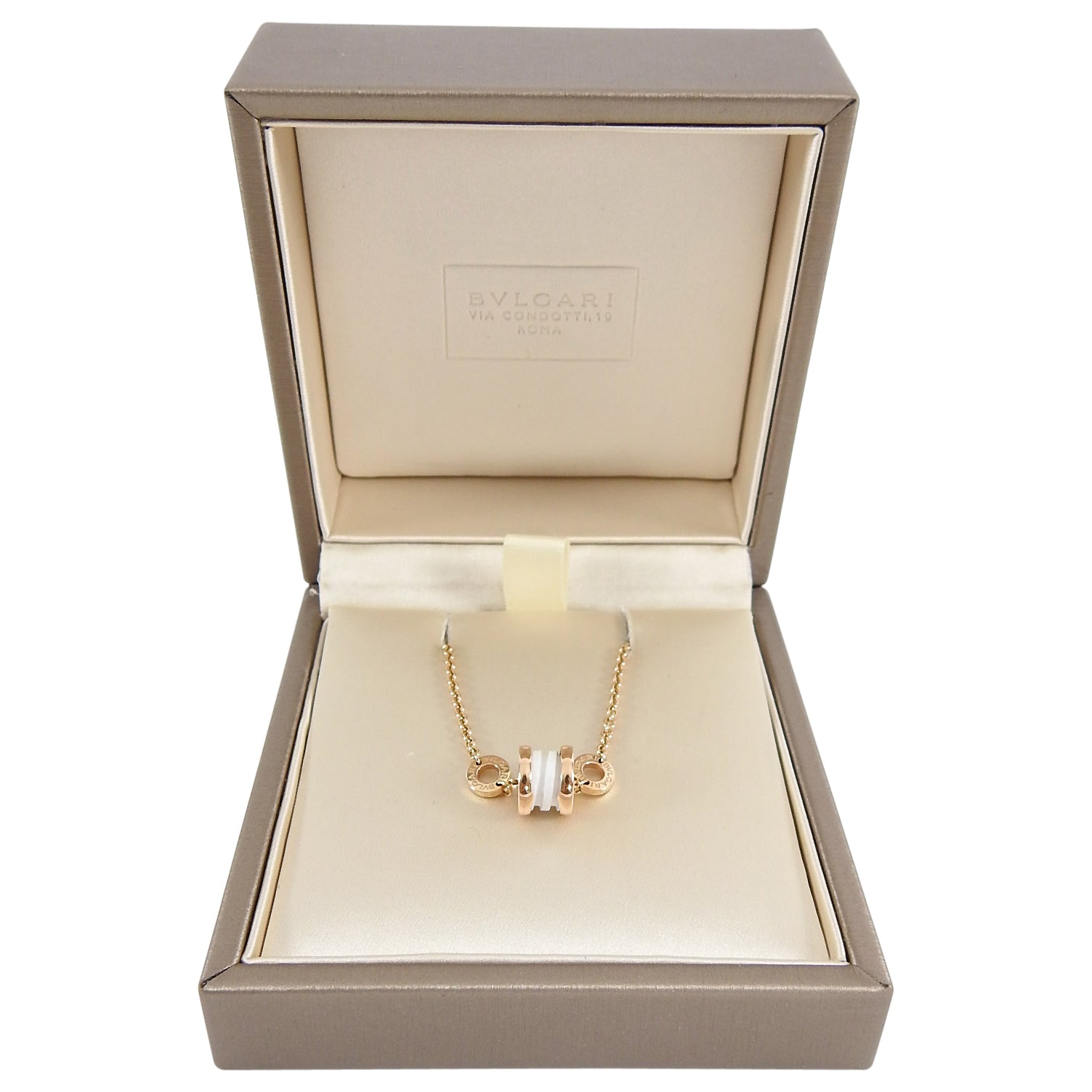 Bulgari B.Zero1 18k Rose Gold White Ceramic Soft Bracelet - S/M