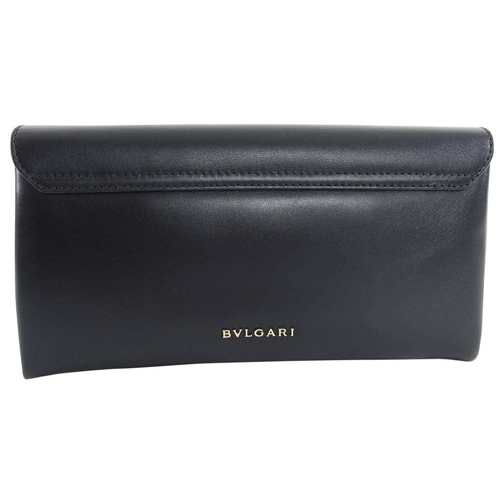 Bulgari Cocktail Serpenti Enamel Snake Black Leather Clutch Bag