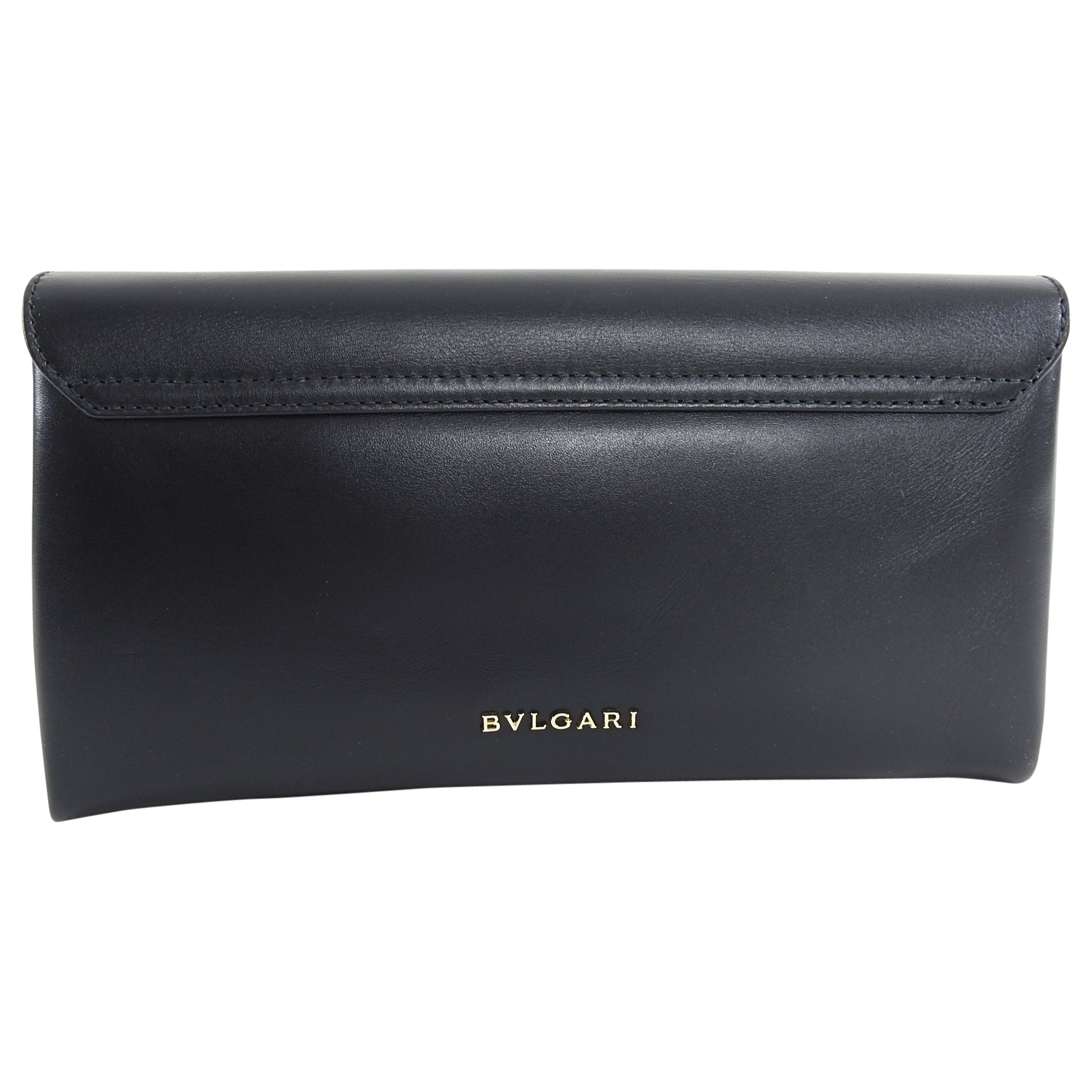 Bulgari Cocktail Serpenti Enamel Snake Black Leather Clutch Bag
