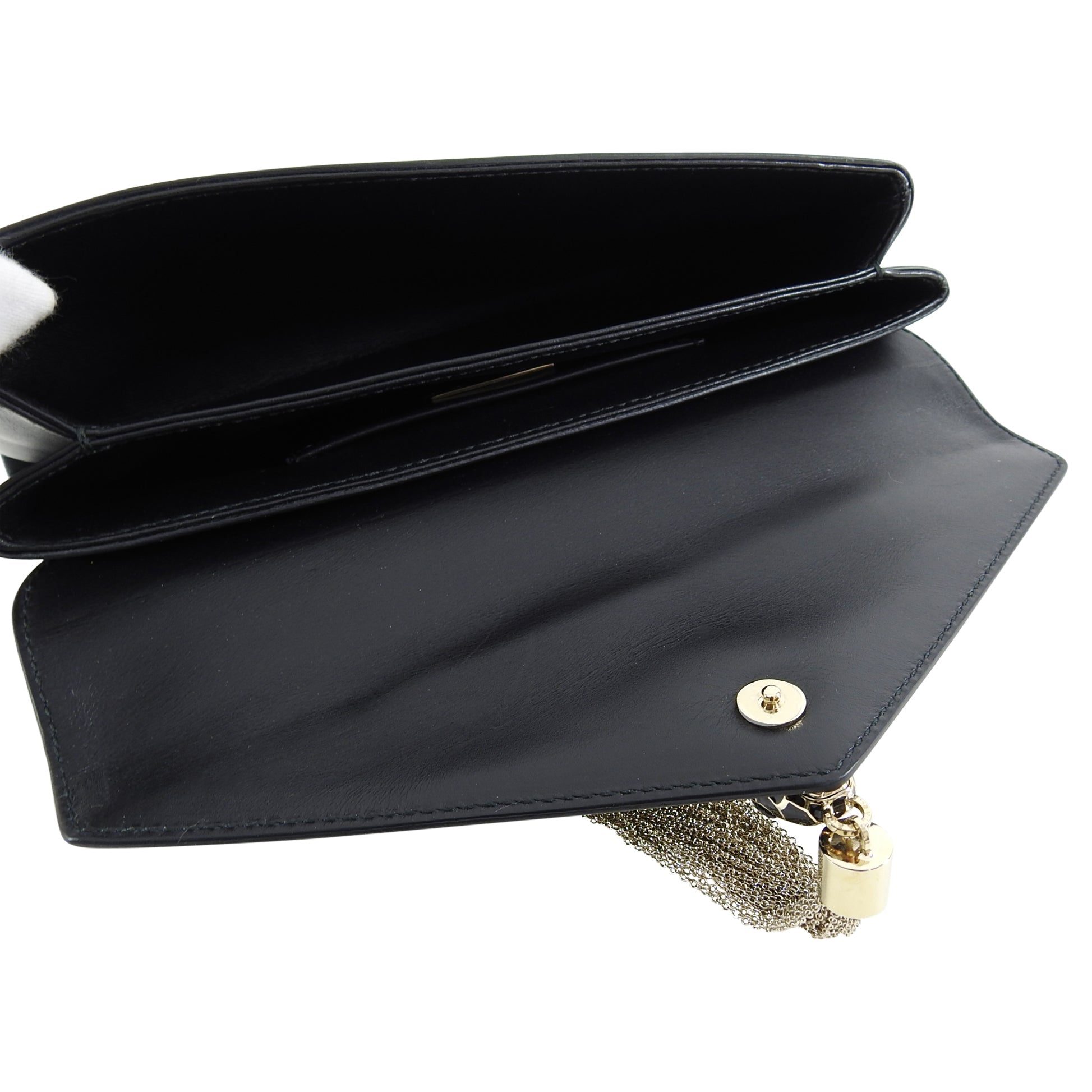 Bulgari Cocktail Serpenti Enamel Snake Black Leather Clutch Bag
