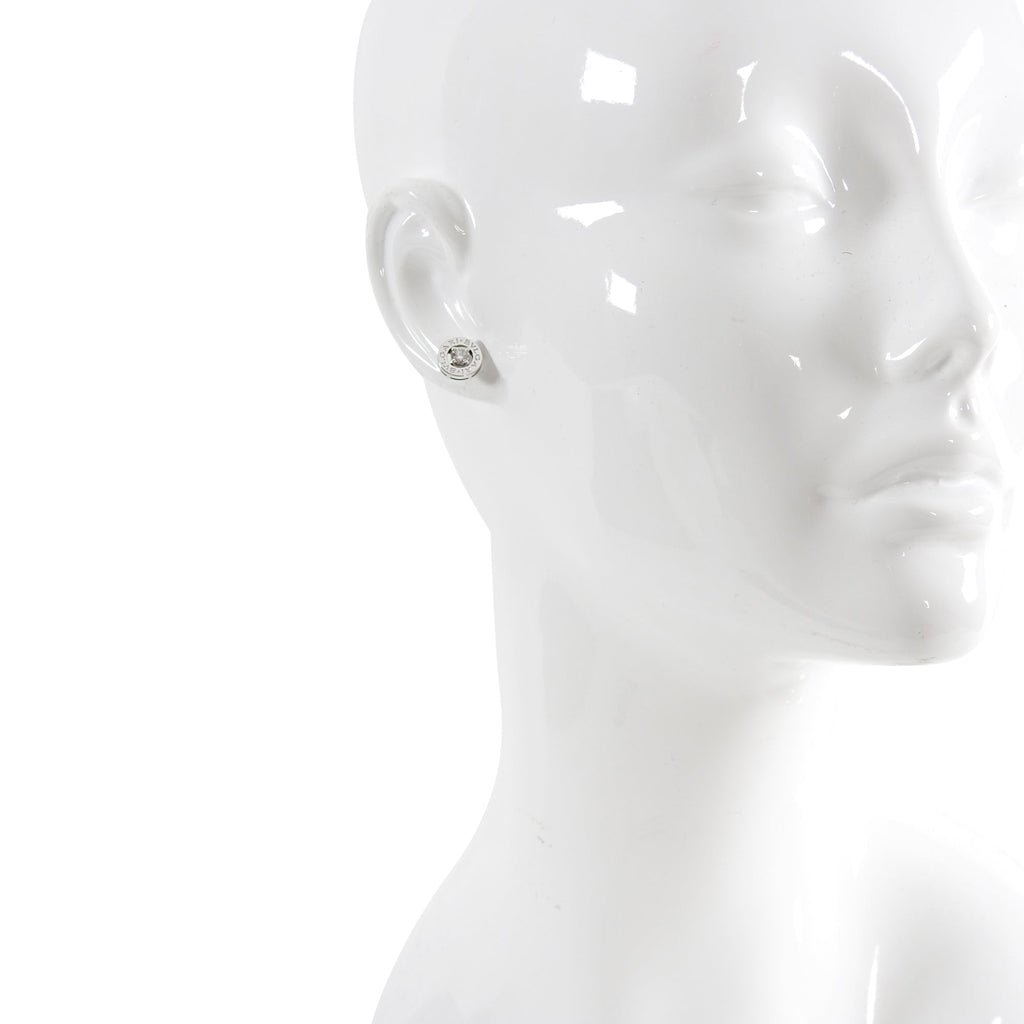 Bulgari Bvlgari 18K White Gold Diamond Logo Stud Earrings