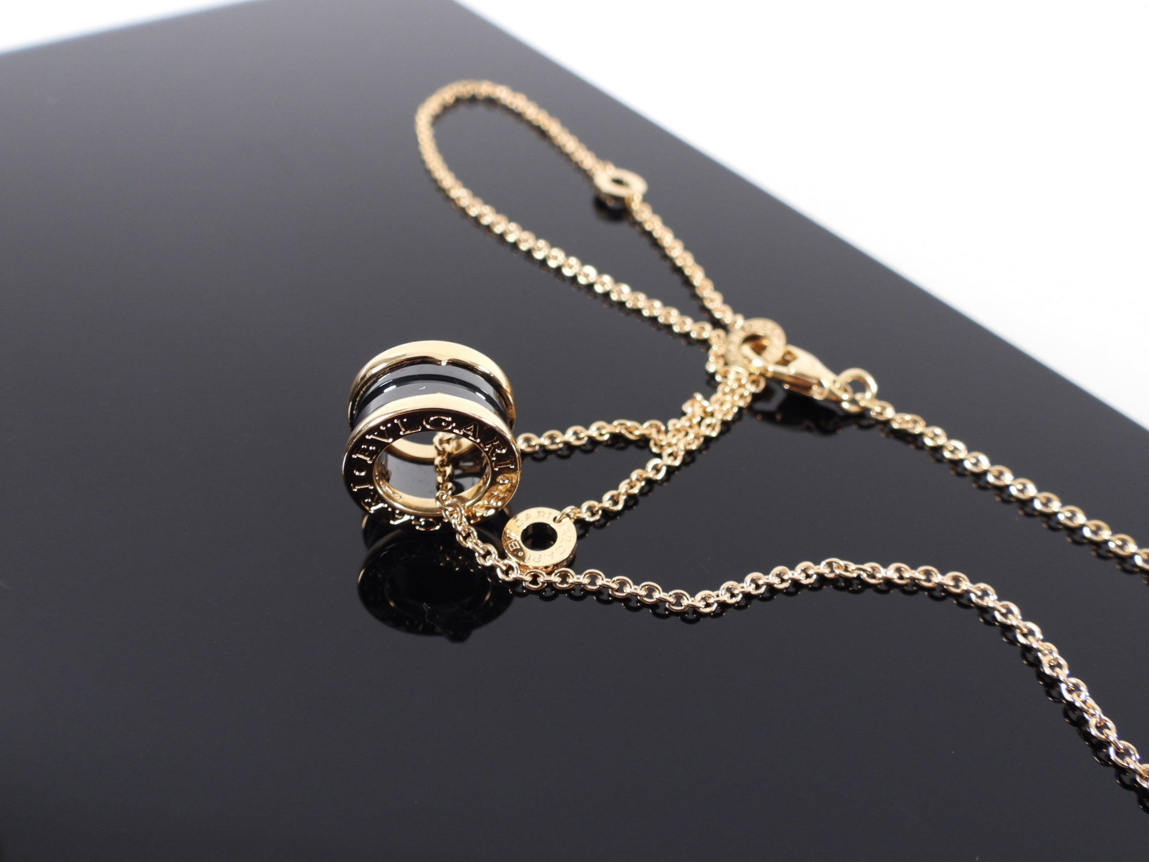 Bulgari B Zero 1 Ceramic 18k Rose Gold Pendant Necklace