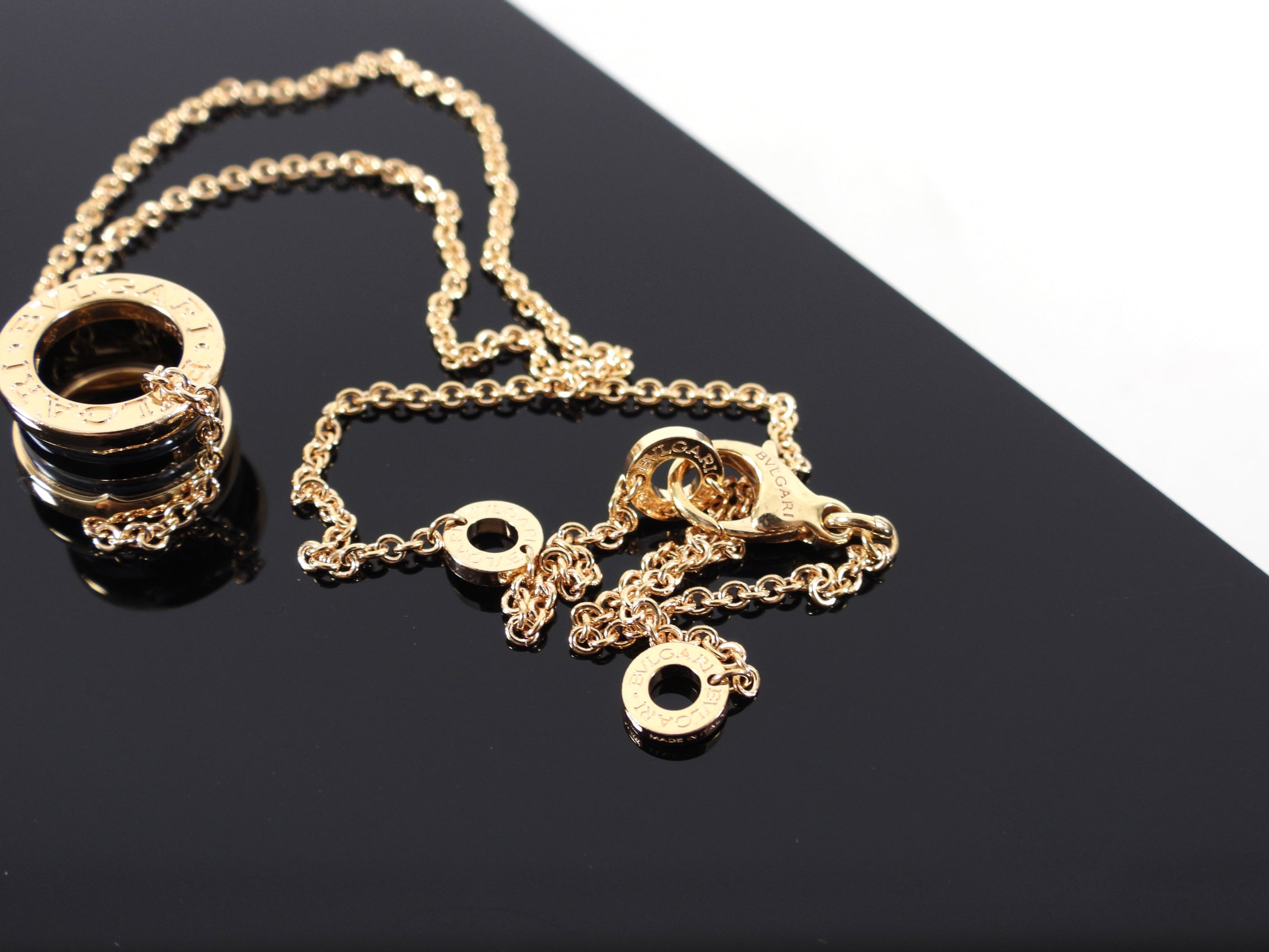 Bulgari B Zero 1 Ceramic 18k Rose Gold Pendant Necklace