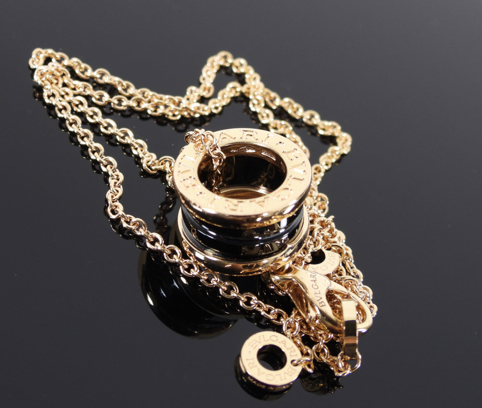 Bulgari B Zero 1 Ceramic 18k Rose Gold Pendant Necklace