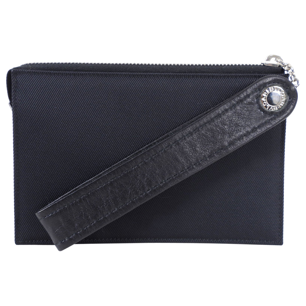 Bulgari Black Nylon Small Travel Cosmetic Wristlet Pouch