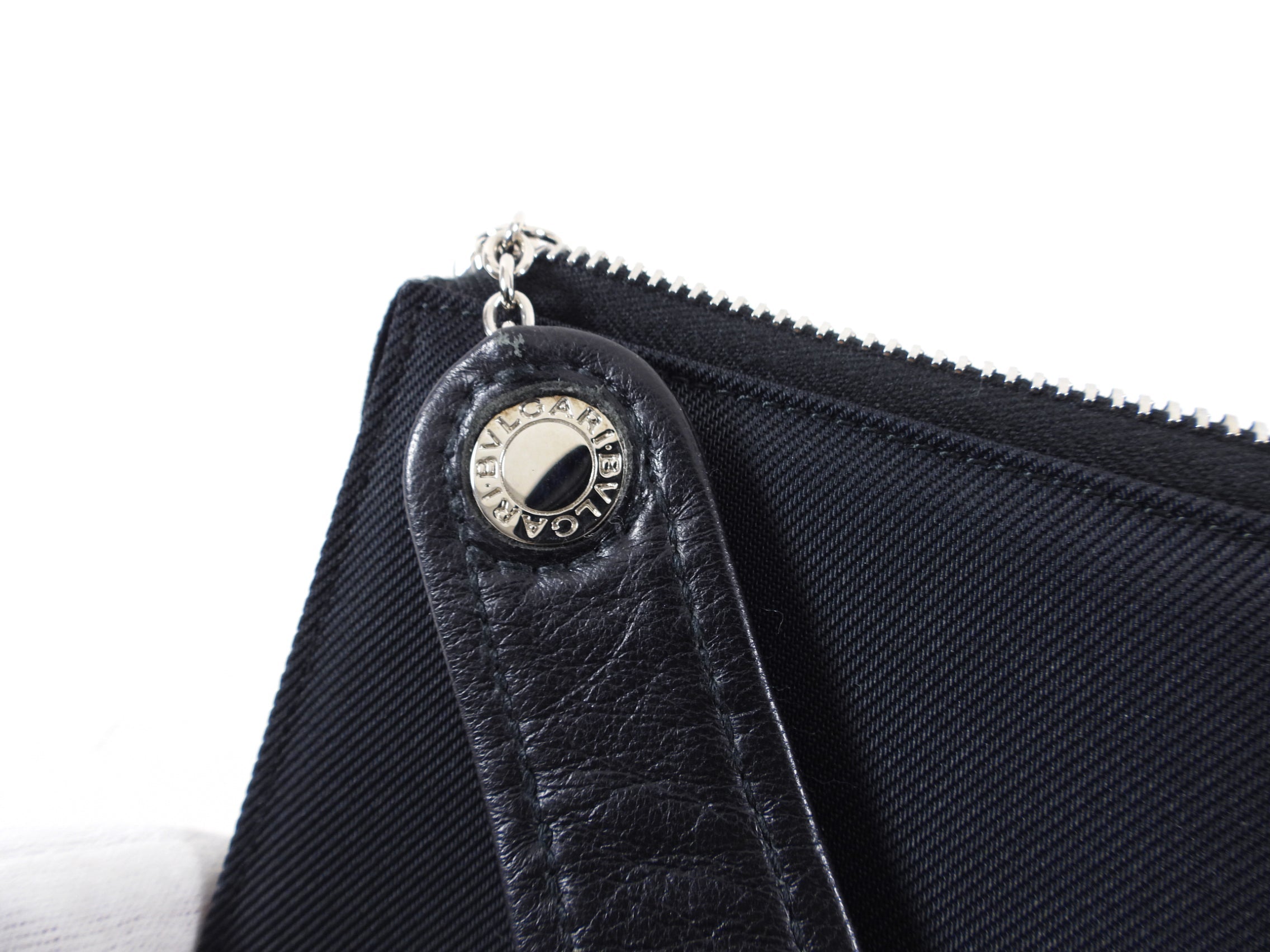 Bulgari Black Nylon Small Travel Cosmetic Wristlet Pouch