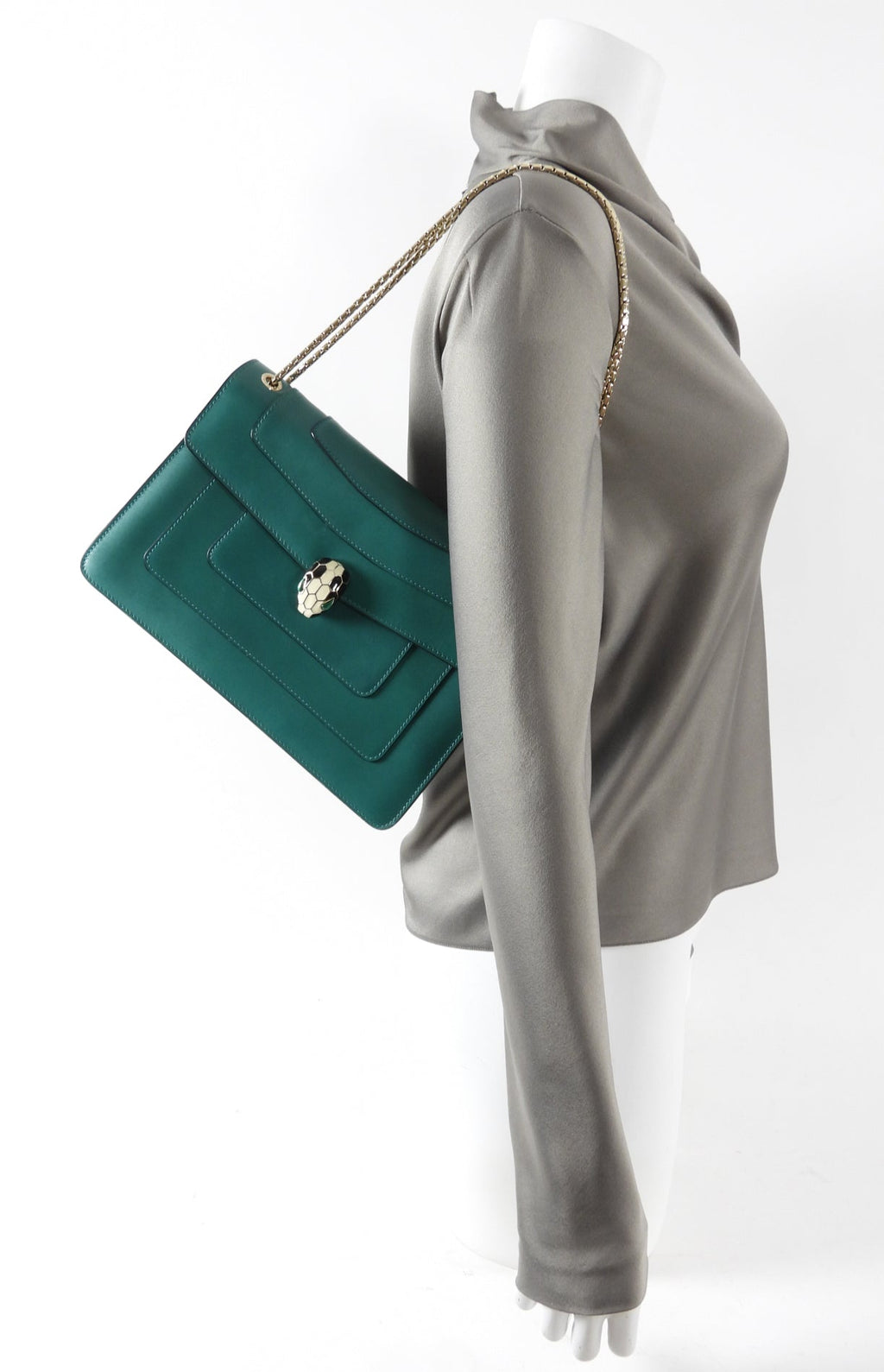 Bulgari Serpenti Forever Green Enamel Snake Bag