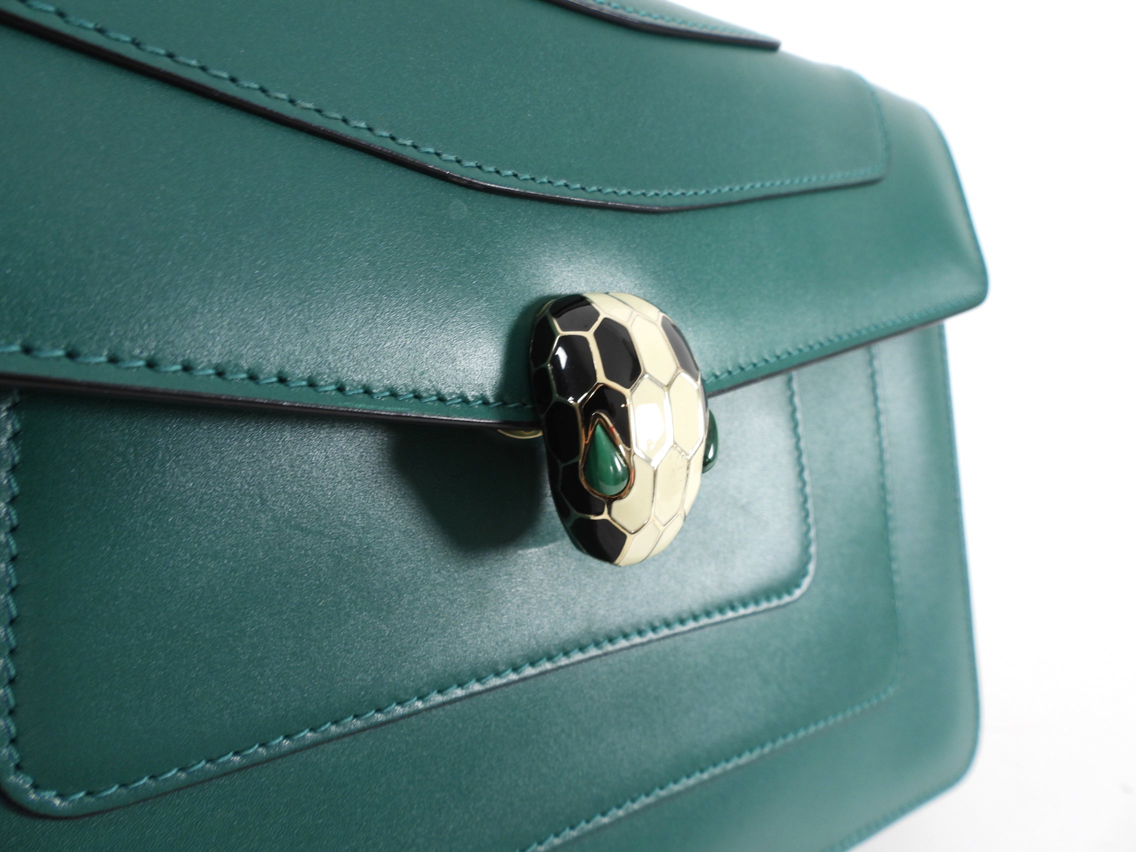 Bulgari Serpenti Forever Green Enamel Snake Bag