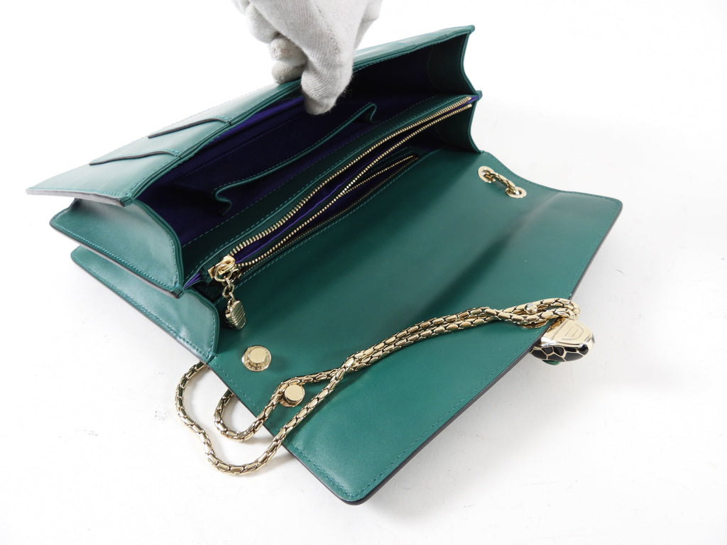 Bulgari Serpenti Forever Green Enamel Snake Bag