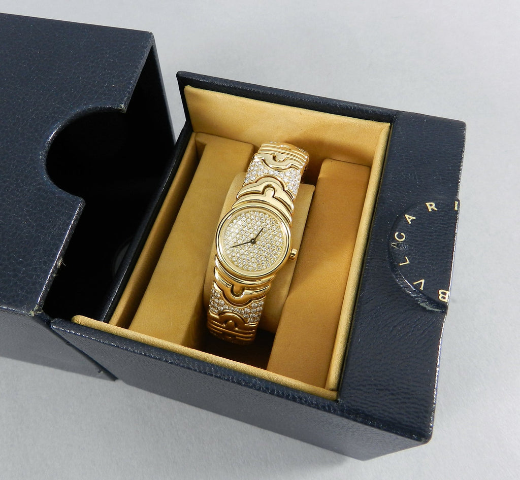 Bulgari Ladies Yellow Gold Diamond Parenthesis Quartz Bangle Wristwatch, c1993