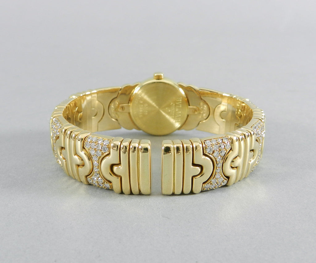 Bulgari Ladies Yellow Gold Diamond Parenthesis Quartz Bangle Wristwatch, c1993