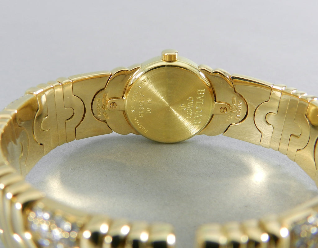 Bulgari Ladies Yellow Gold Diamond Parenthesis Quartz Bangle Wristwatch, c1993
