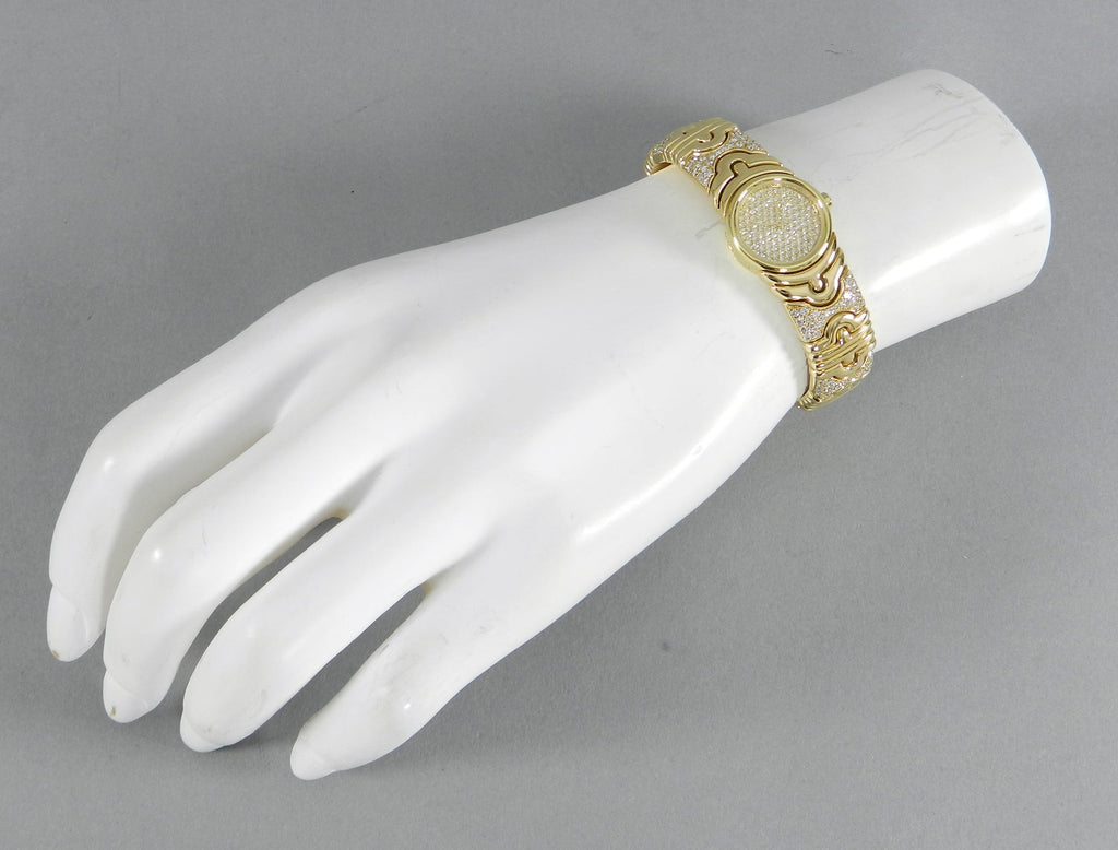 Bulgari Ladies Yellow Gold Diamond Parenthesis Quartz Bangle Wristwatch, c1993