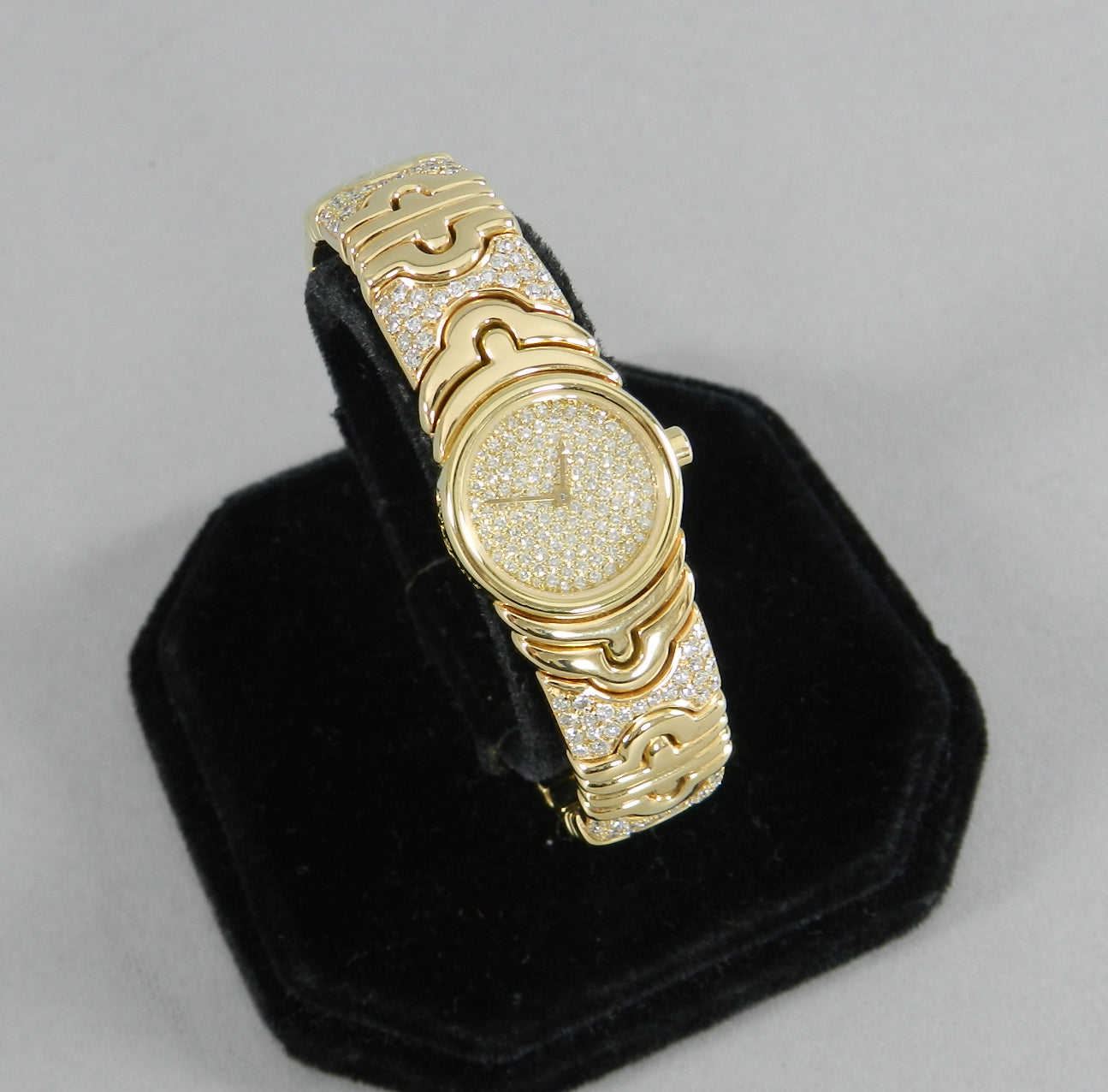 Bulgari Ladies Yellow Gold Diamond Parenthesis Quartz Bangle Wristwatch, c1993