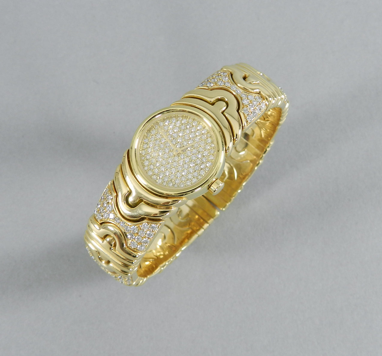 Bulgari Ladies Yellow Gold Diamond Parenthesis Quartz Bangle Wristwatch, c1993