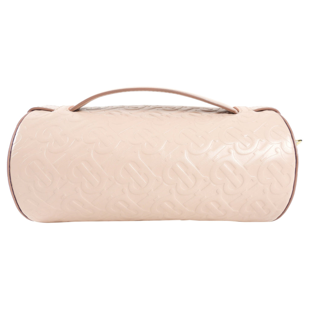 Burberry Light Pink Leather Embossed Monogram Barrel Bag