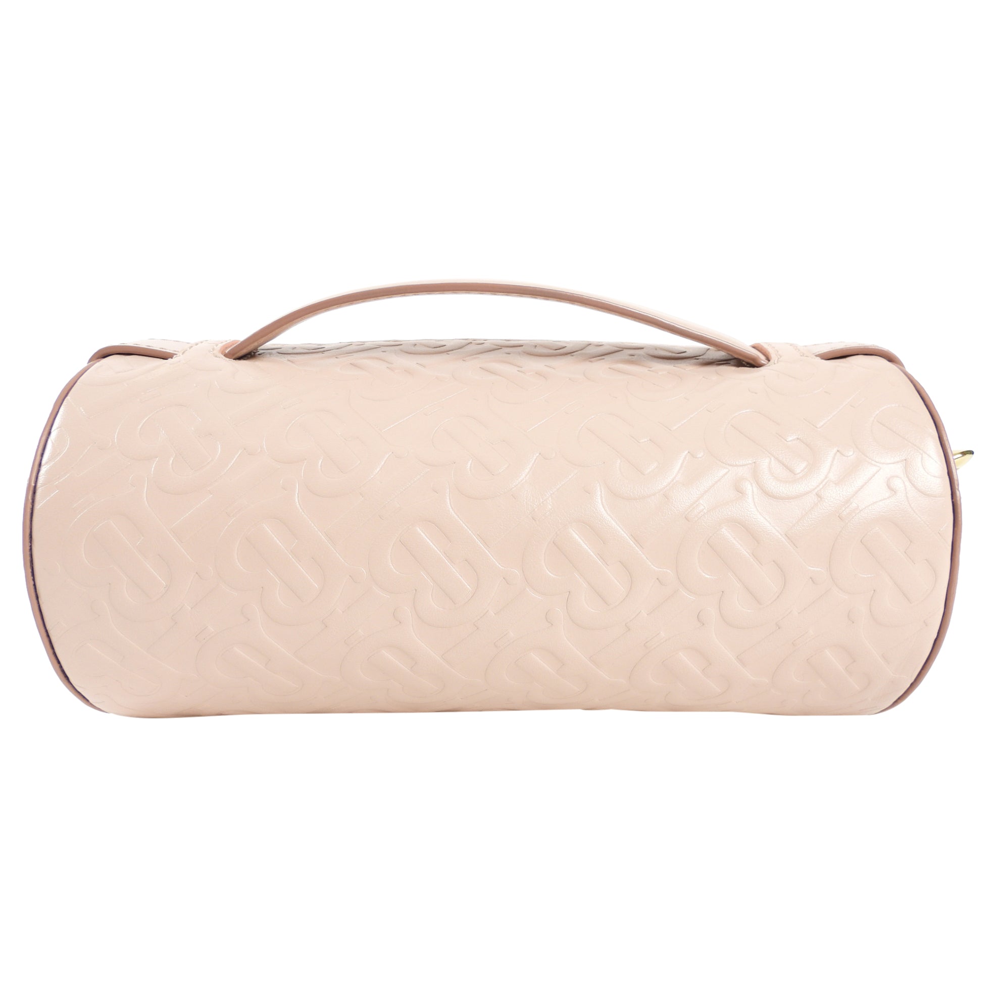 Burberry Light Pink Leather Embossed Monogram Barrel Bag