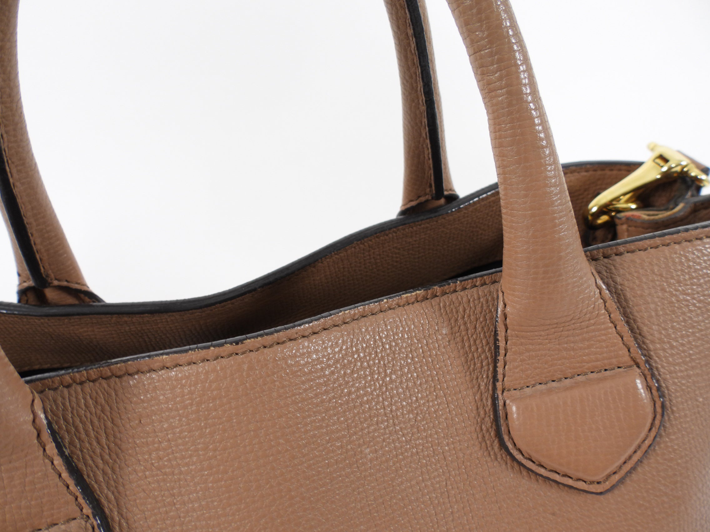 Burberry Brown Leather House Check Two Way Tote Bag
