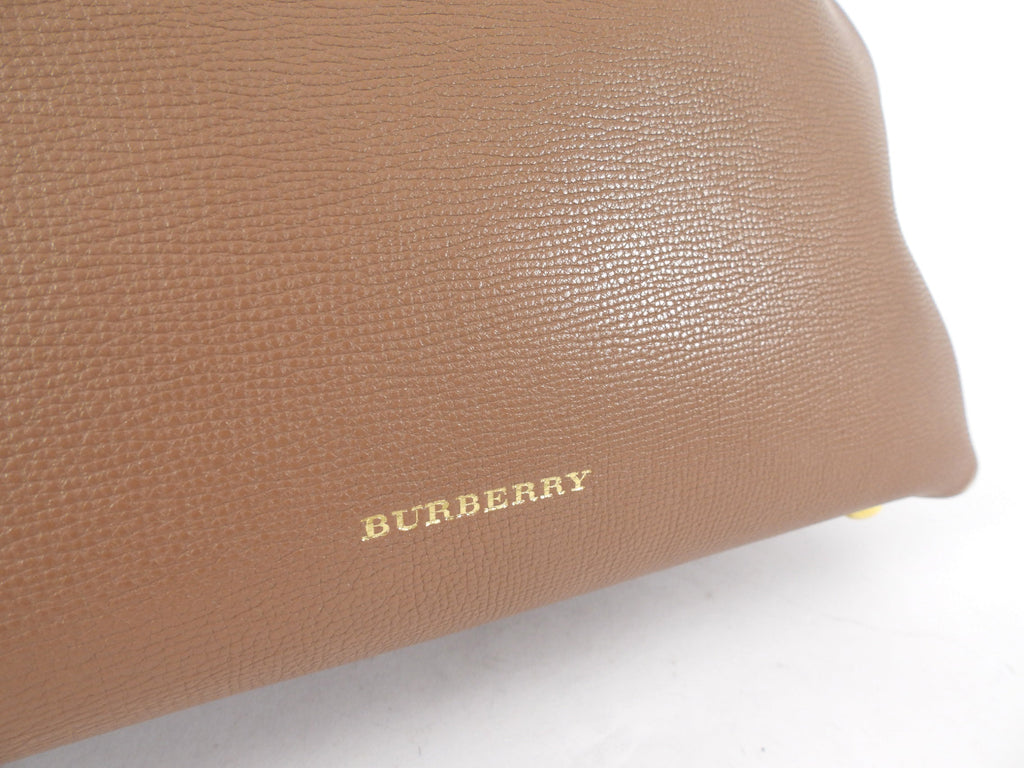 Burberry Brown Leather House Check Two Way Tote Bag