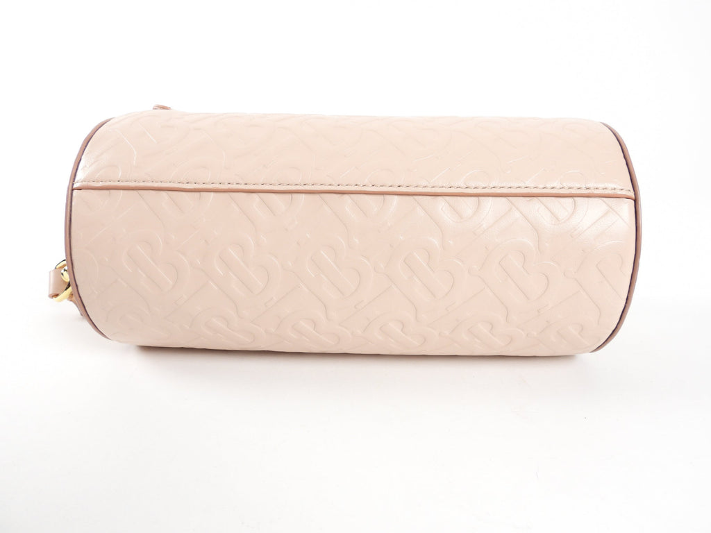 Burberry Light Pink Leather Embossed Monogram Barrel Bag
