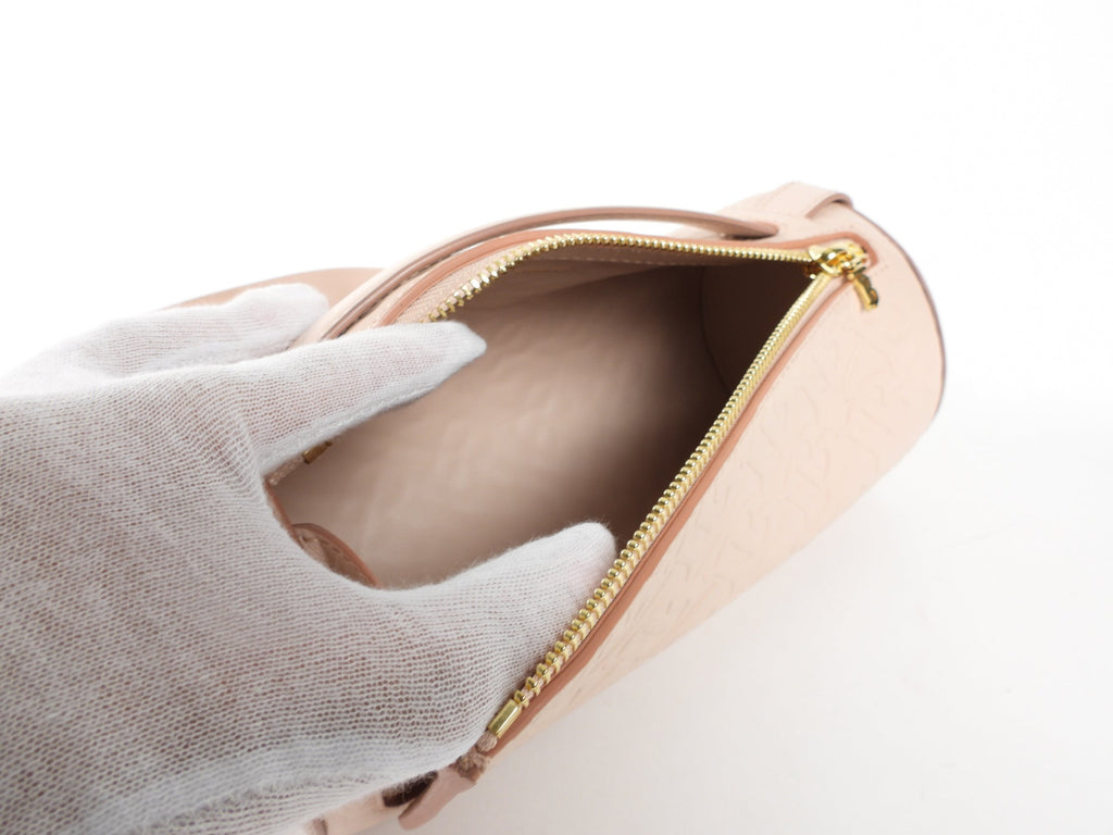 Burberry Light Pink Leather Embossed Monogram Barrel Bag