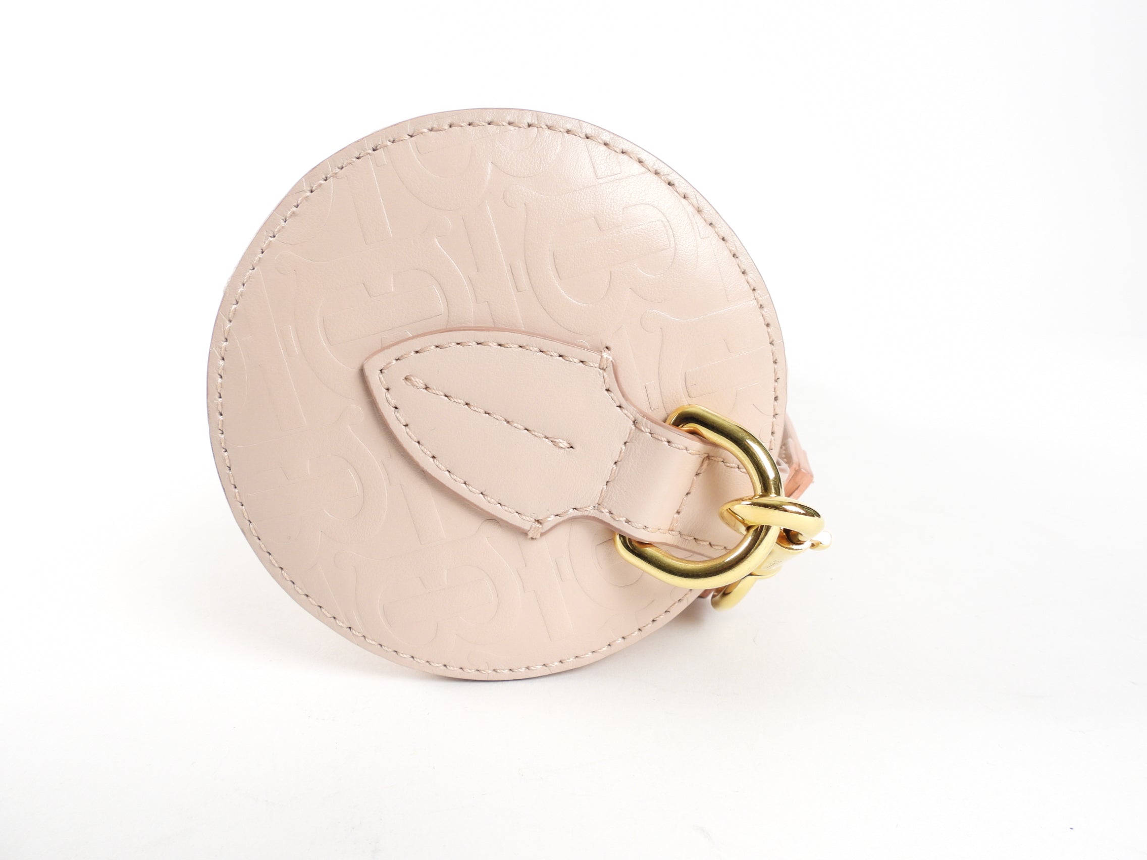 Burberry Light Pink Leather Embossed Monogram Barrel Bag