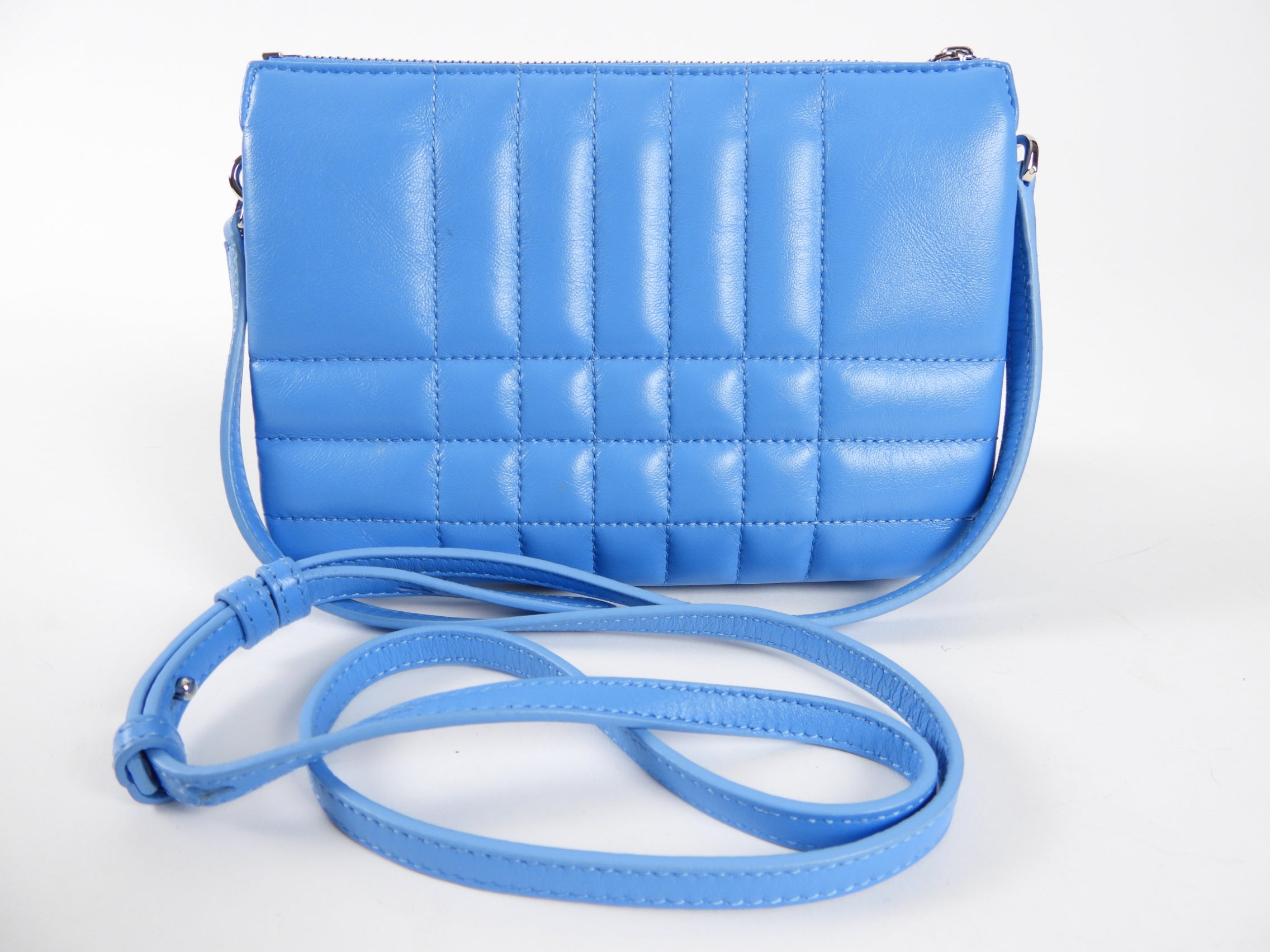 Burberry Blue Quilted Leather Lola Twin Duo Crossbody Bag