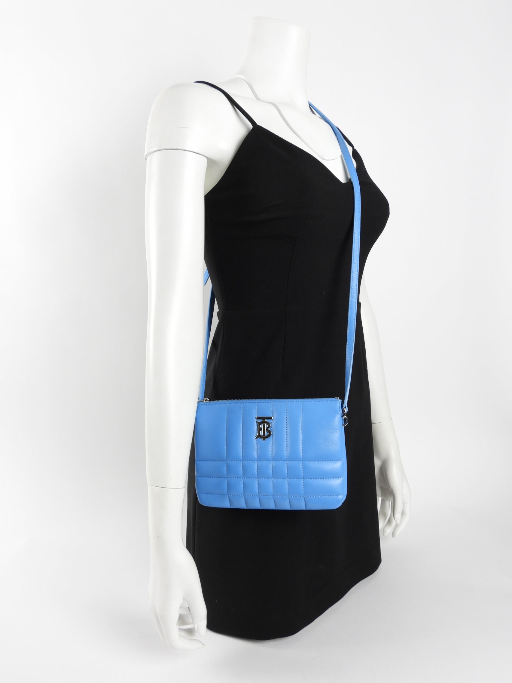 Burberry Blue Quilted Leather Lola Twin Duo Crossbody Bag