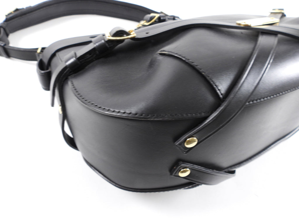 Burberry Black Leather Bridle Hobo Shoulder Bag