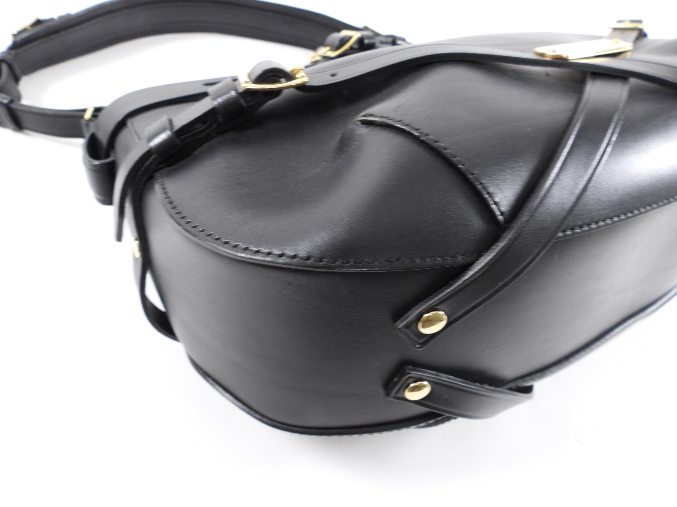 Burberry Black Leather Bridle Hobo Shoulder Bag