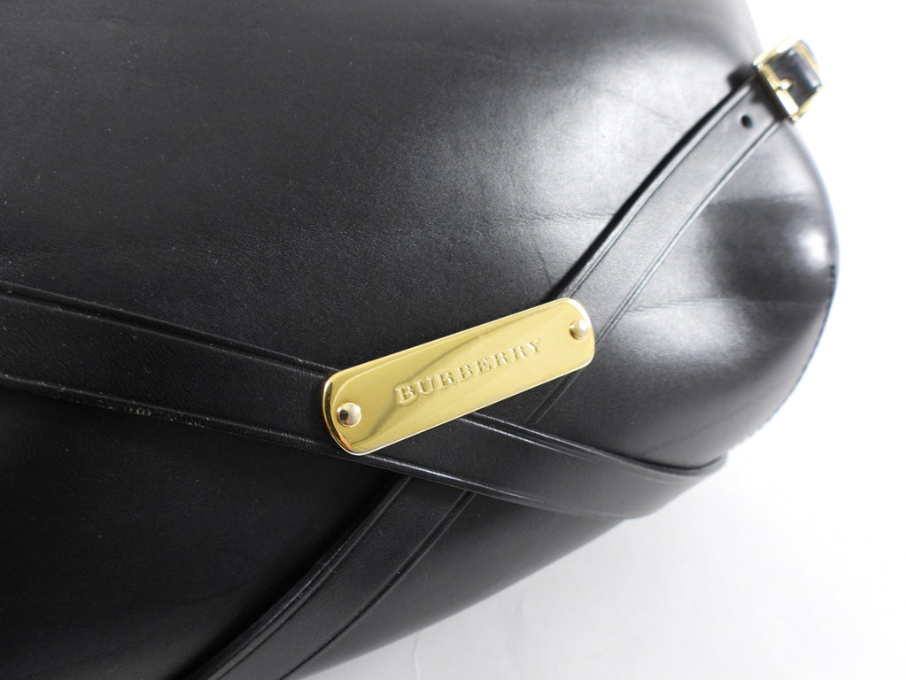 Burberry Black Leather Bridle Hobo Shoulder Bag