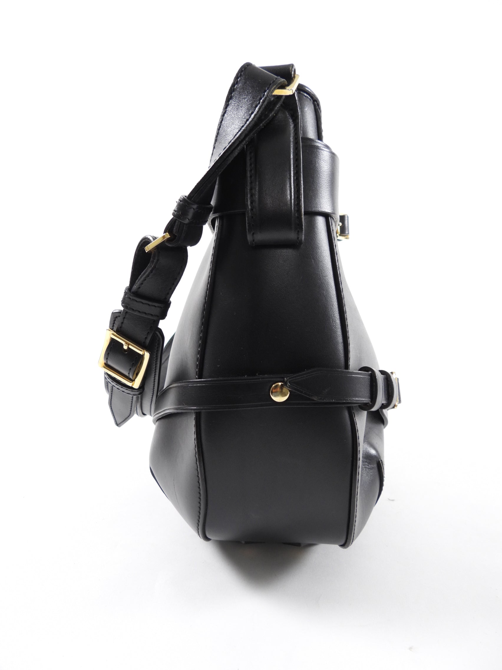 Burberry Black Leather Bridle Hobo Shoulder Bag