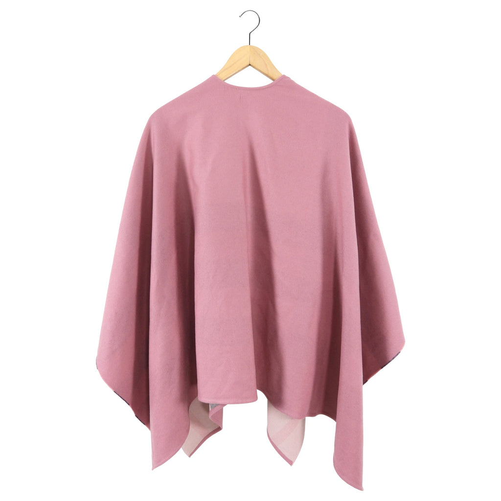Burberry Pink Check Reversible Wool Wrap Shawl