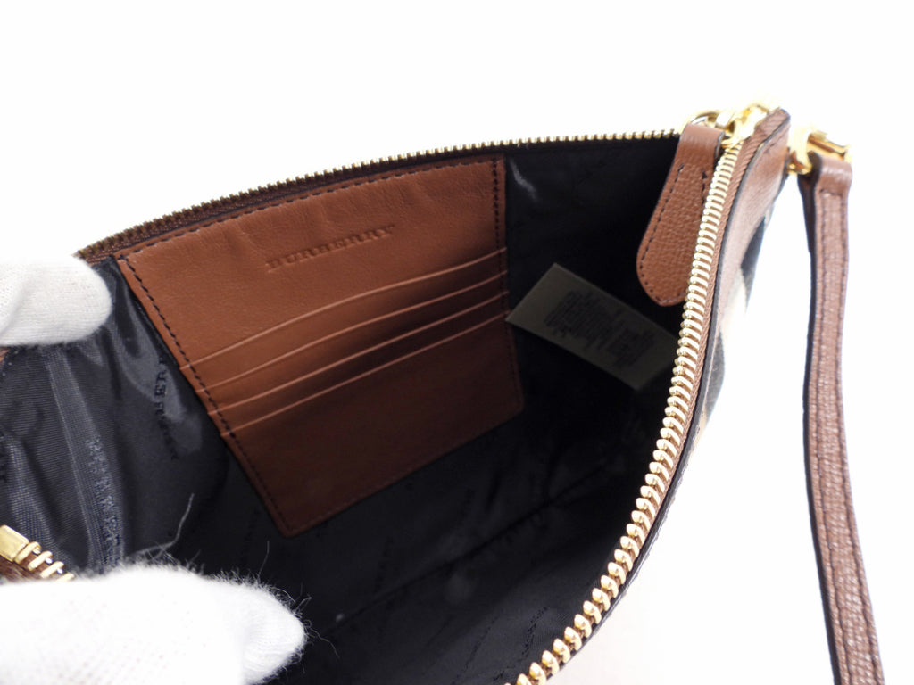 Burberry Noval Check Brown Leather Derby Payton Crossbody Bag