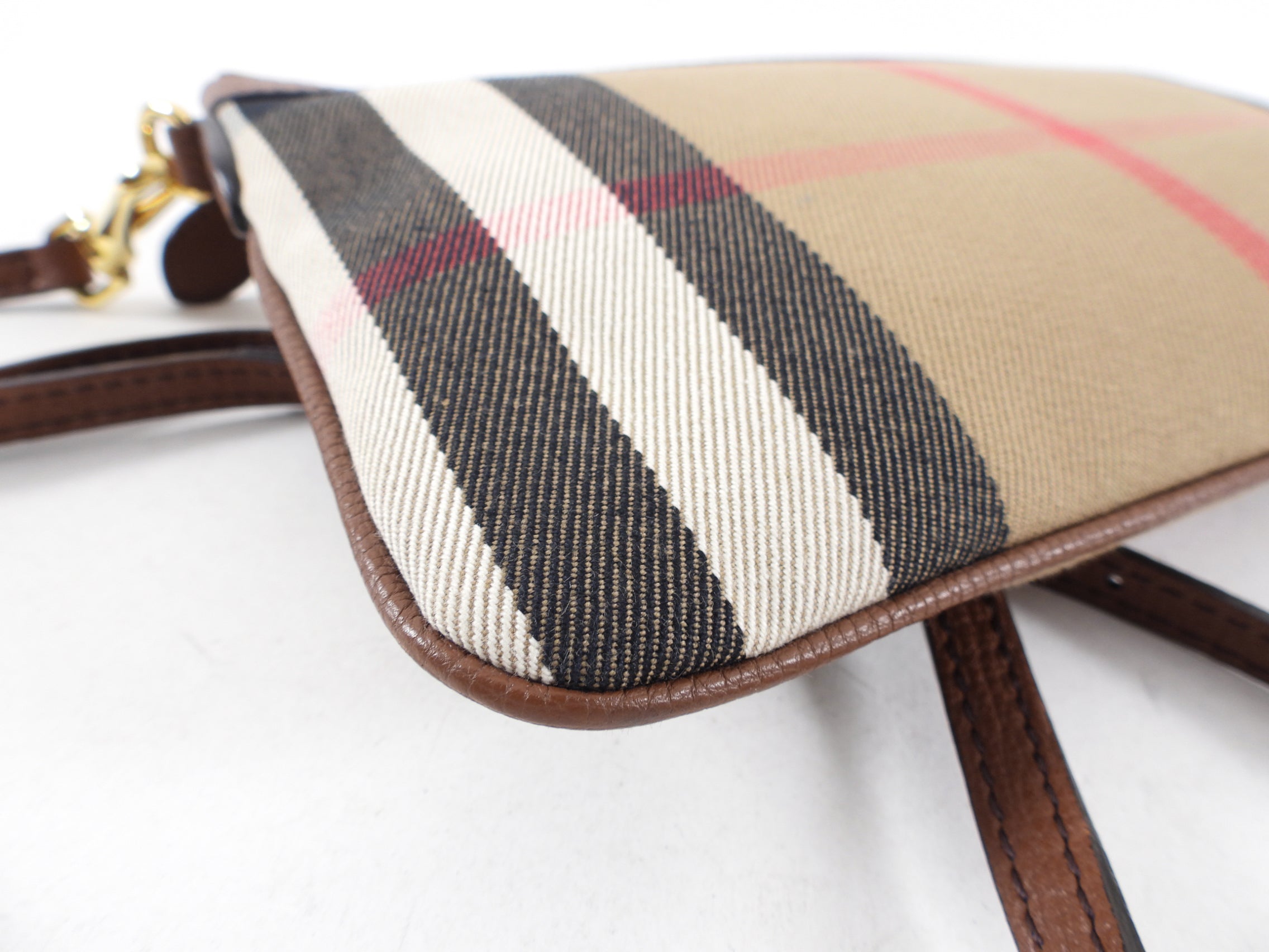 Burberry Noval Check Brown Leather Derby Payton Crossbody Bag