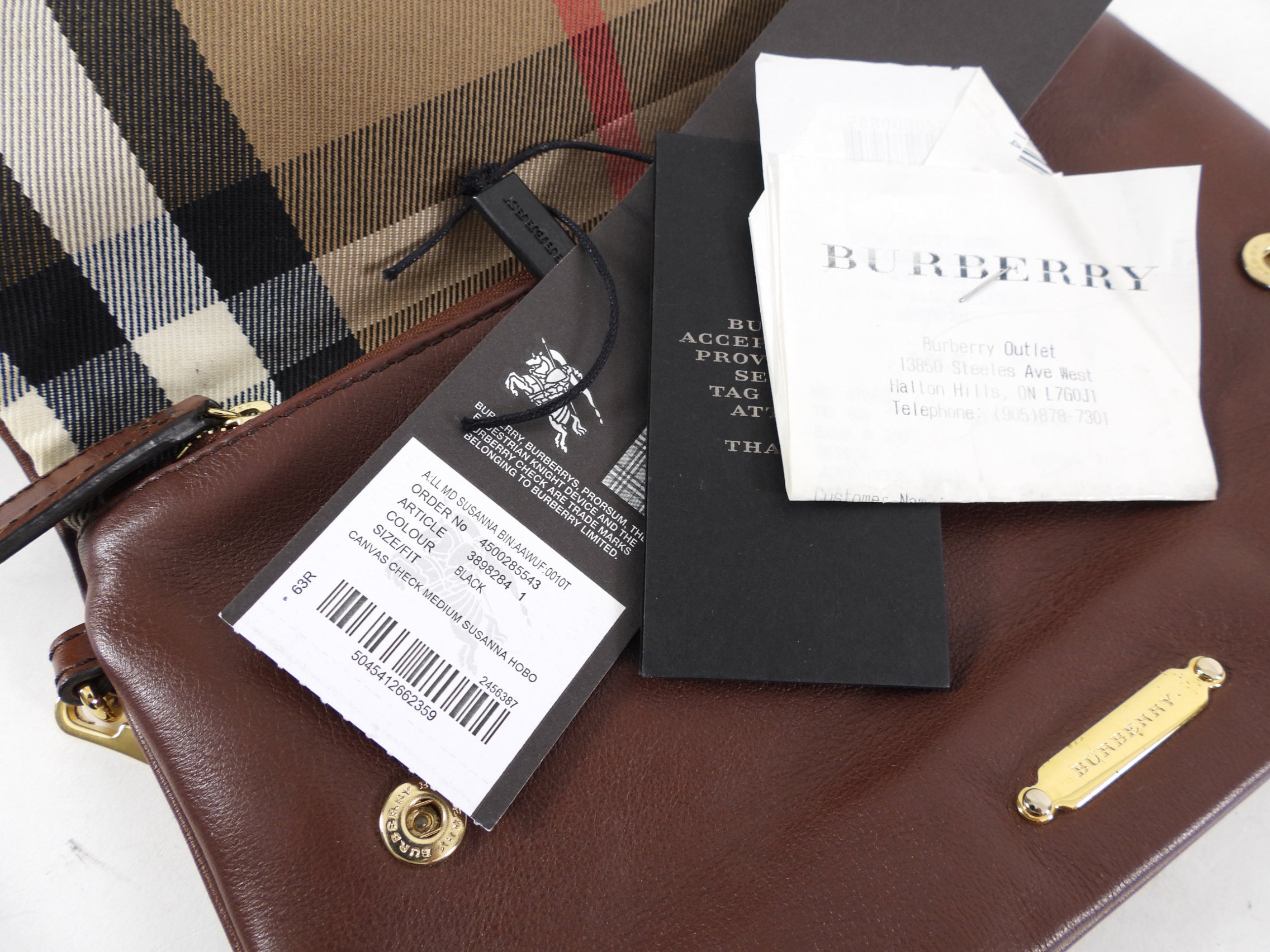 Burberry Brown Fold Over Check Wristlet Clutch Bag