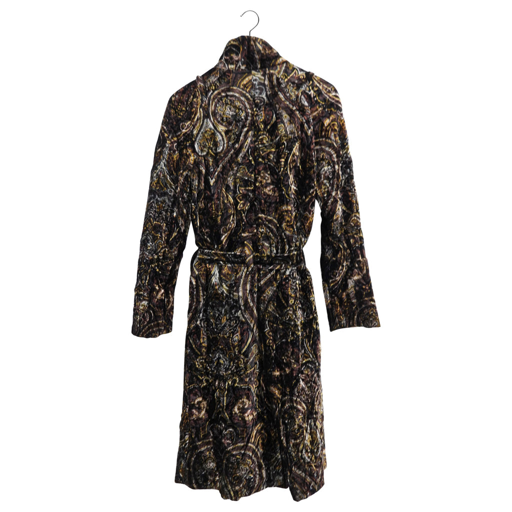 Burberry Brown Gold Crushed Velvet Paisley Coat - UK10 / USA 6