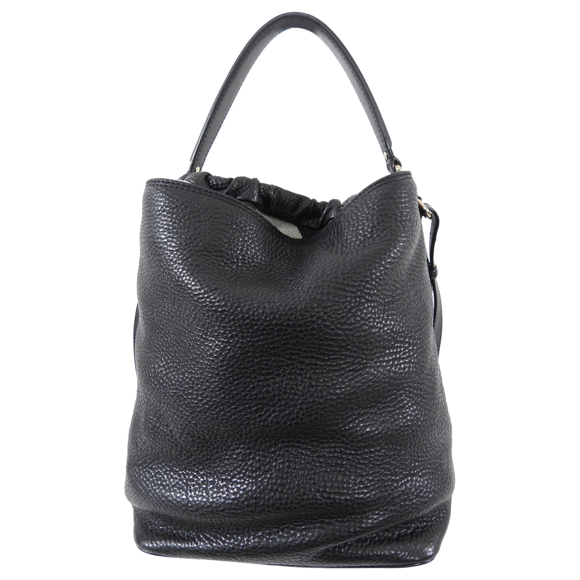 Burberry Medium Black Grained Leather Ashby Hobo Bag