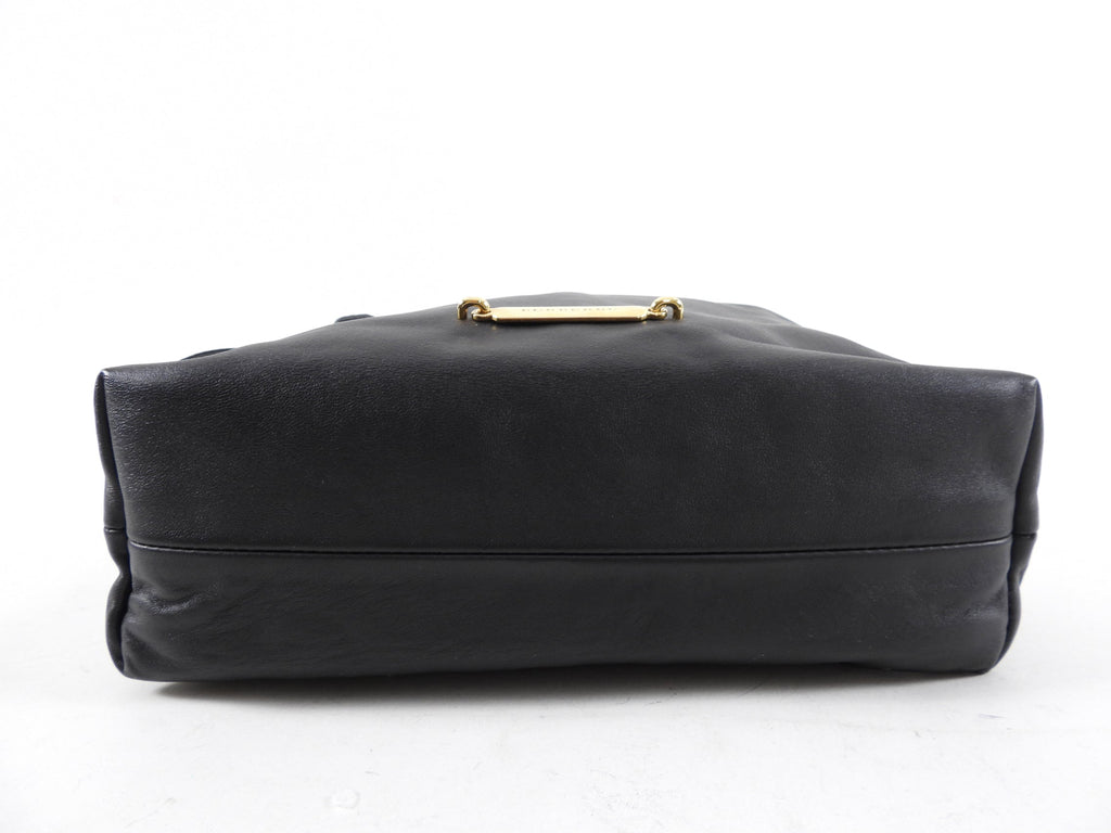 Burberry Black Leather and Check Little Crush Drawstring Bag