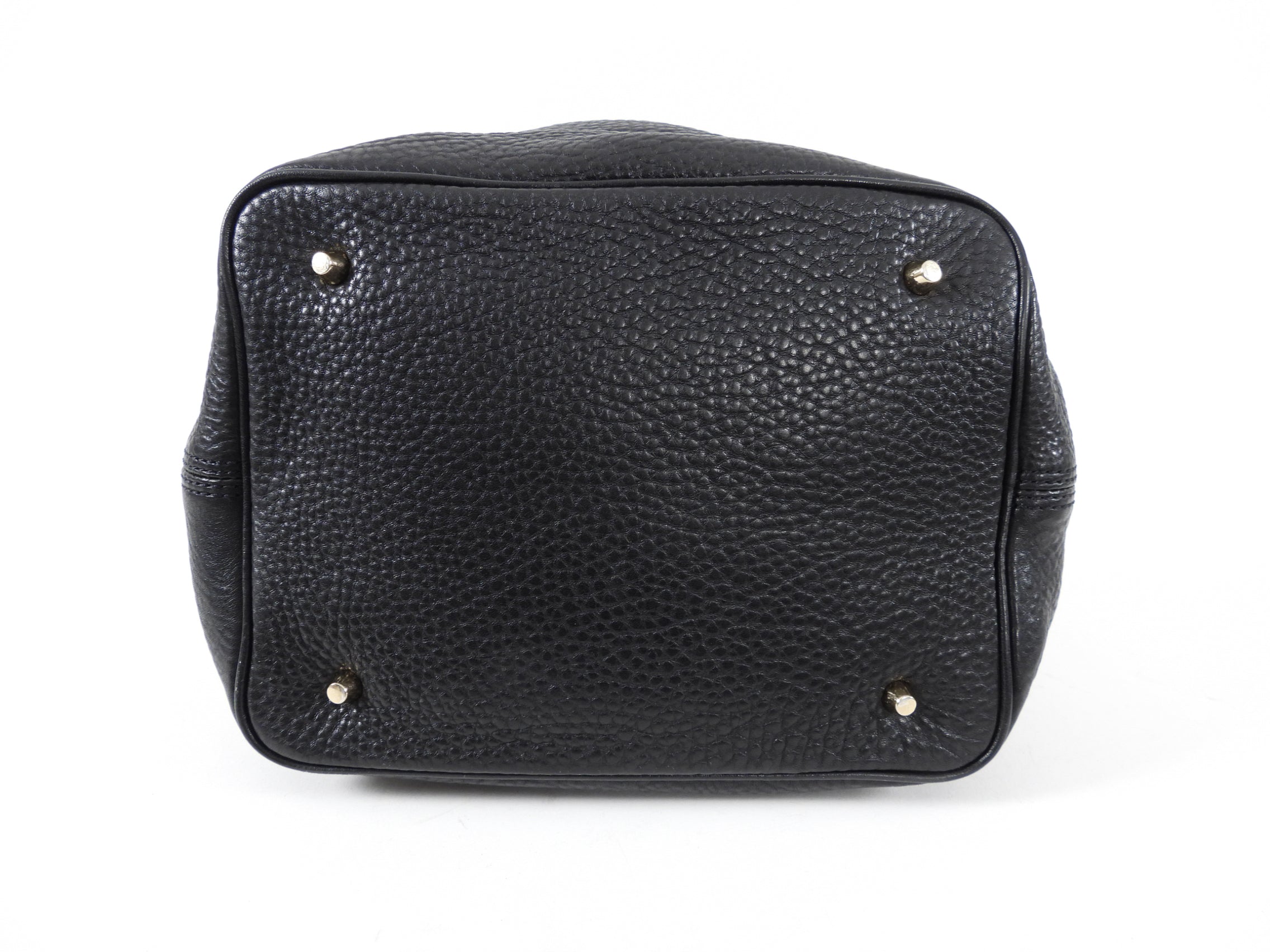 Burberry Medium Black Grained Leather Ashby Hobo Bag