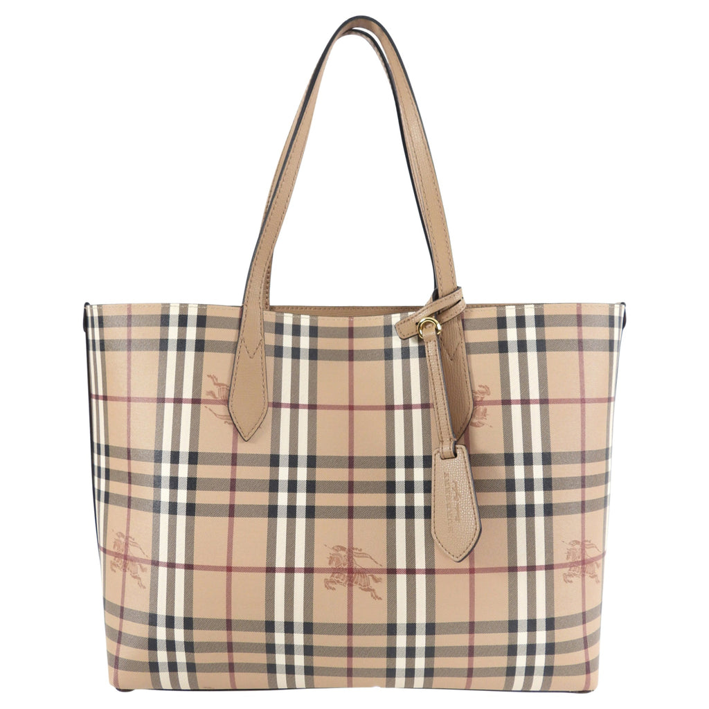 Burberry Haymarket Beige Reversible Tote Bag
