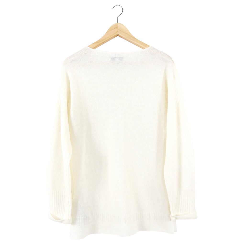 Burberry London Ivory Light Knit Long Sleeve Sweater - M