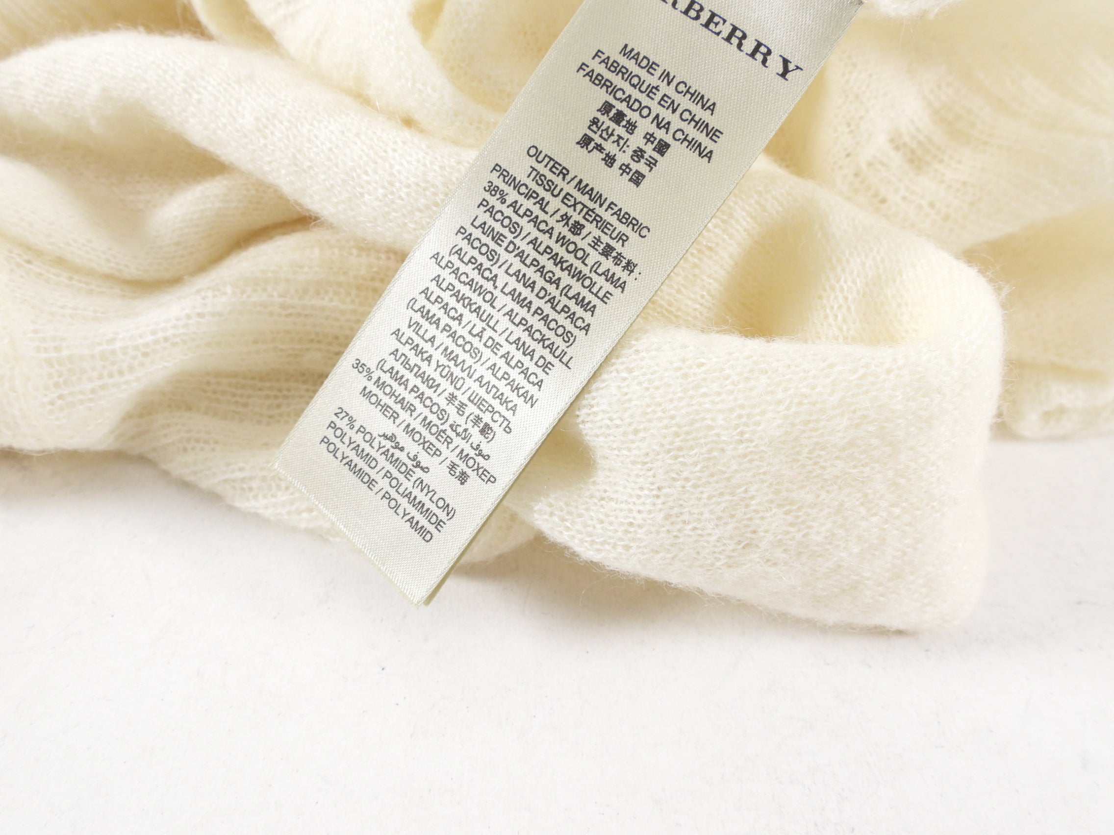 Burberry London Ivory Light Knit Long Sleeve Sweater - M